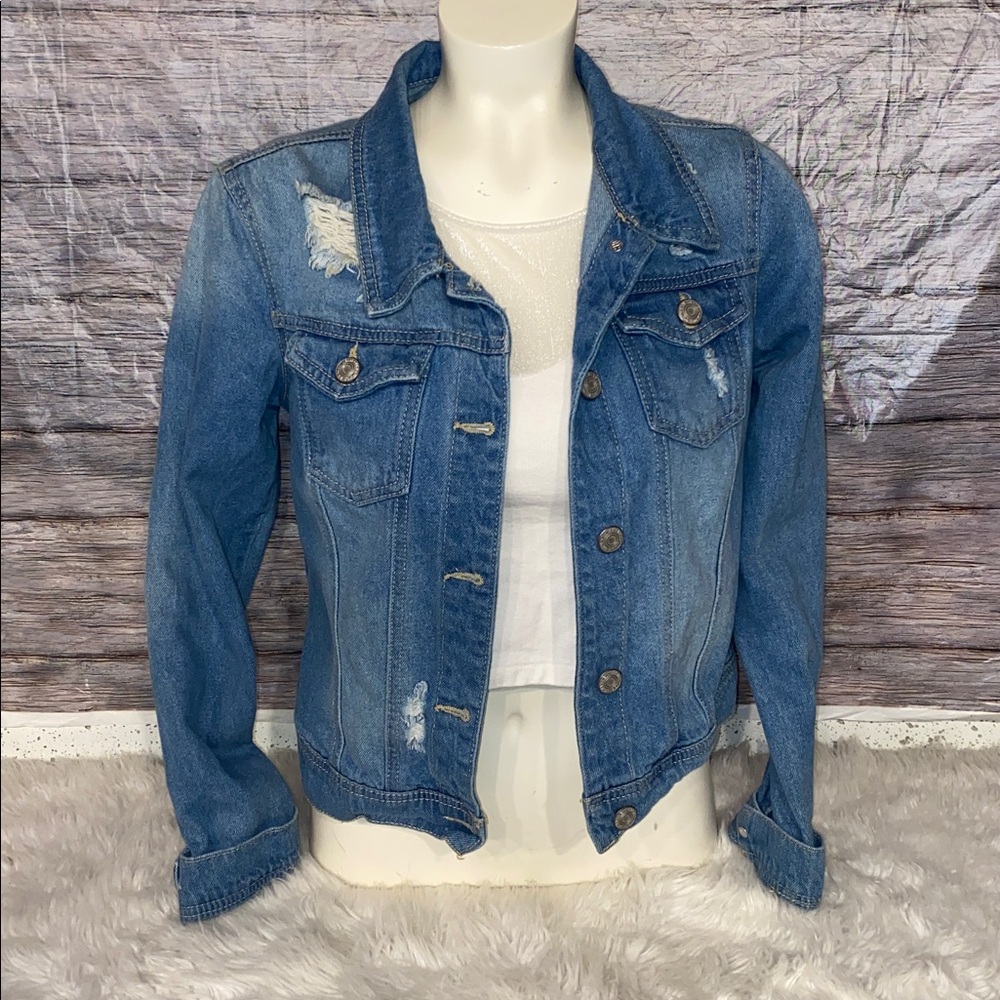 Wax Jean Classic Distressed Denim Jacket